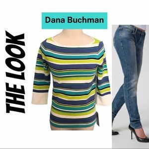 STRIPED COLORFUL 3/4 SLEEVE TOP-SIZE SMALL-NWT